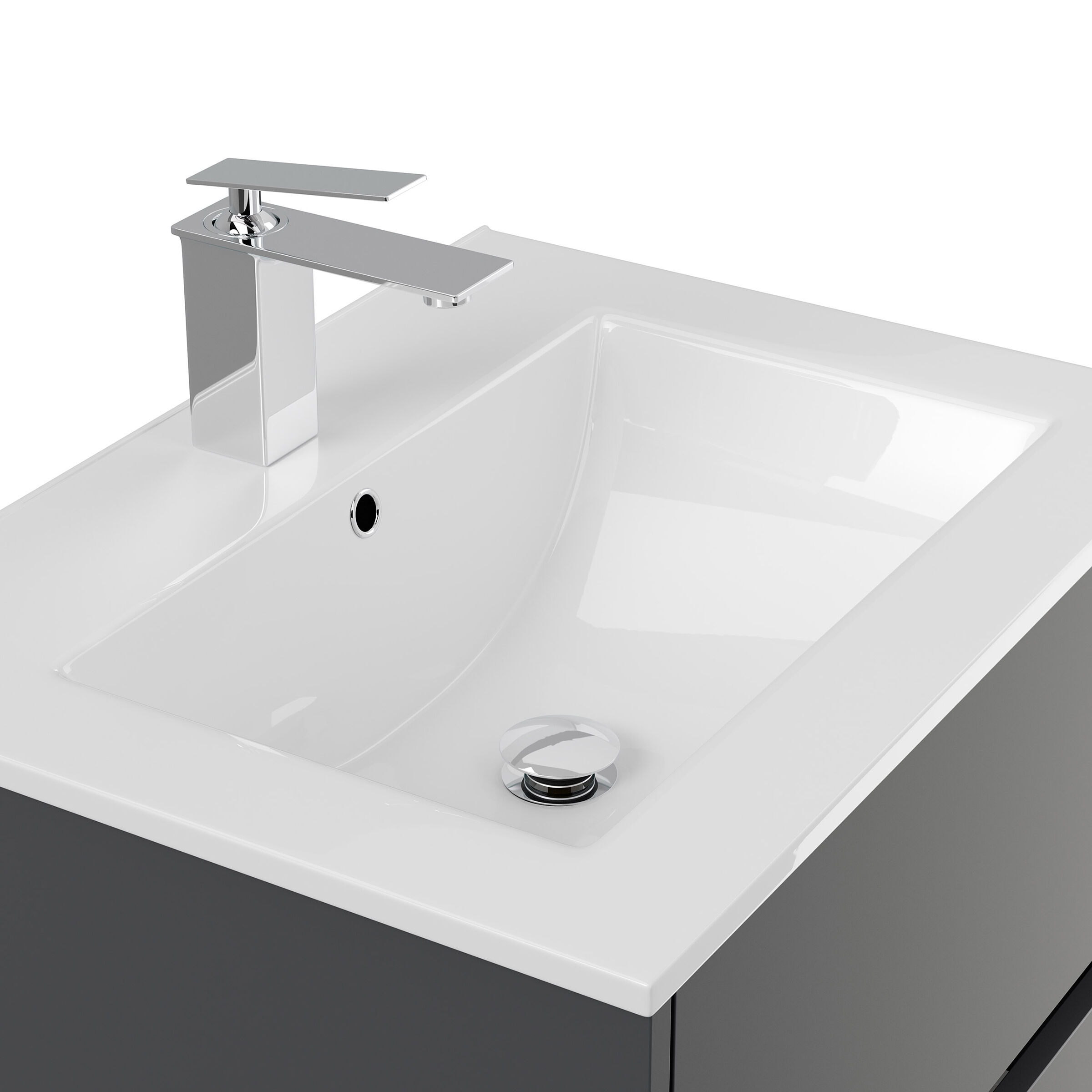 Badmöbelset Taifun 60cm 2 tlg. Waschtisch & LED Spiegel eiche gold