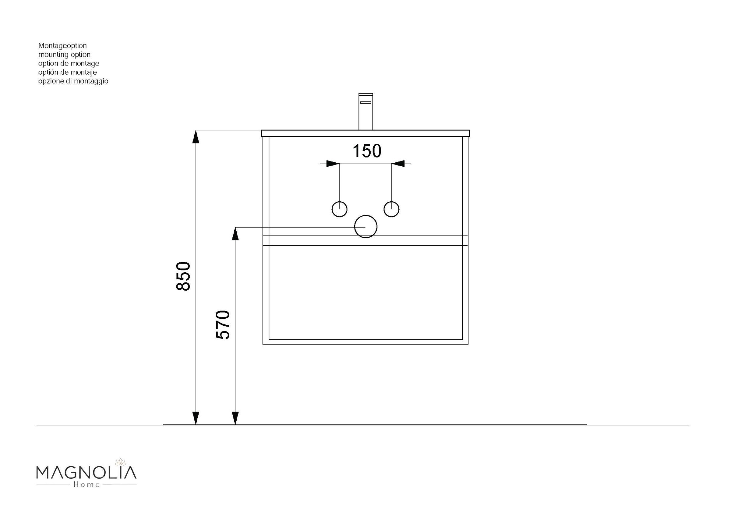 Badmöbelset Taifun 60cm 2 tlg. Waschtisch & LED Spiegel eiche gold