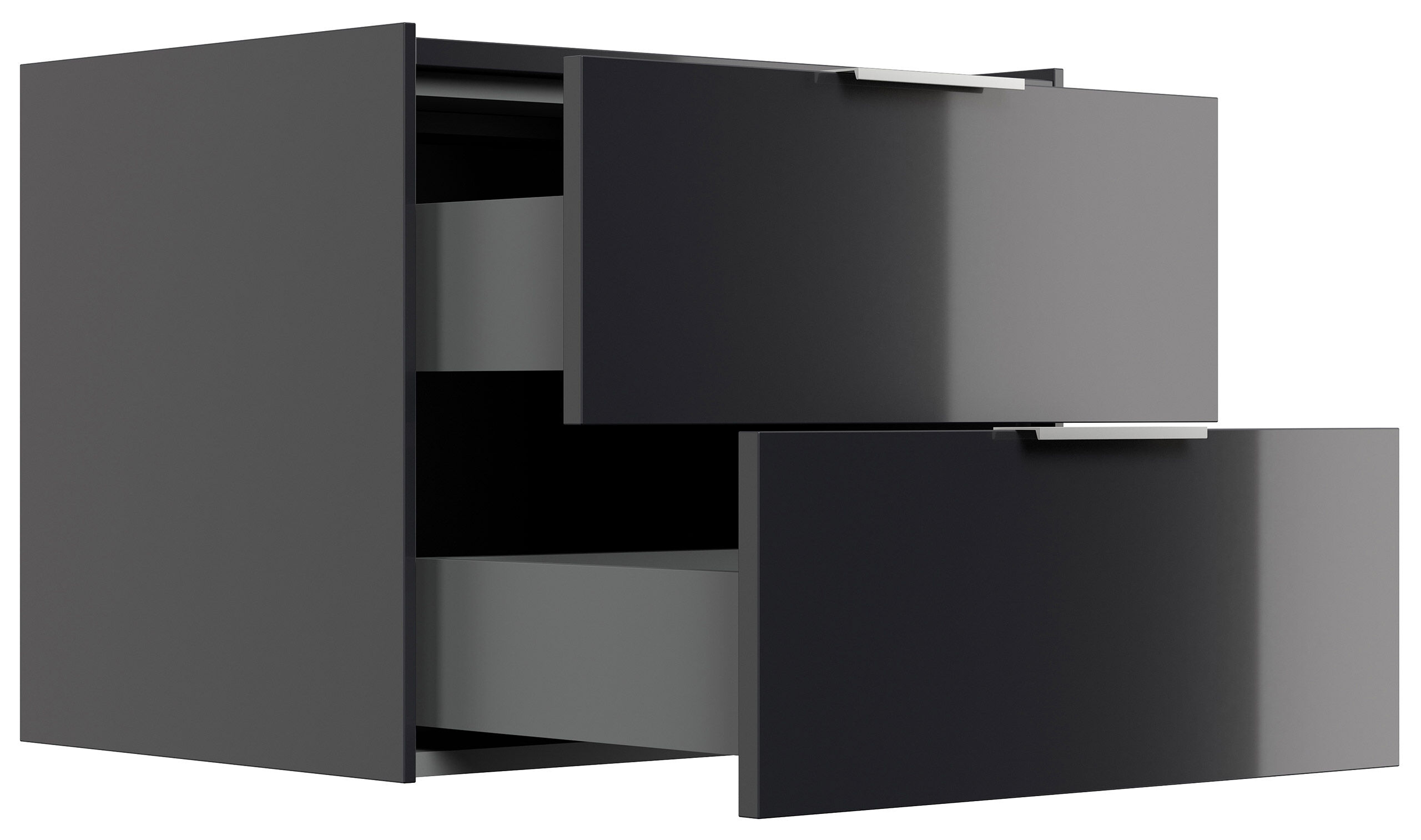 Design Nachttisch Kommode Artem 60cm, 2 Softeinzüge lackiert Weiß Hgl