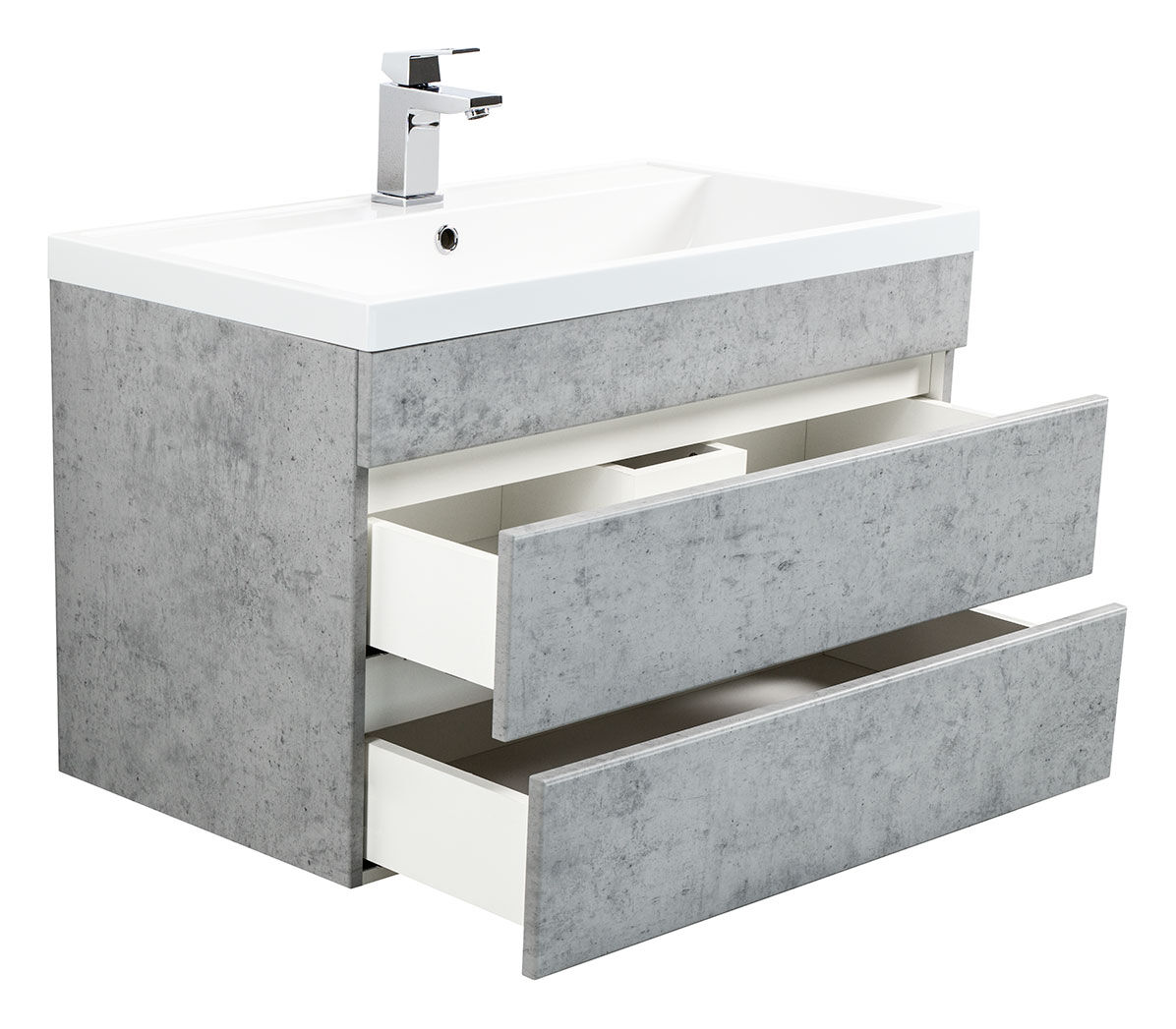 Badmöbel Via 80 SoftClose beton mit grifflosen Schubladen