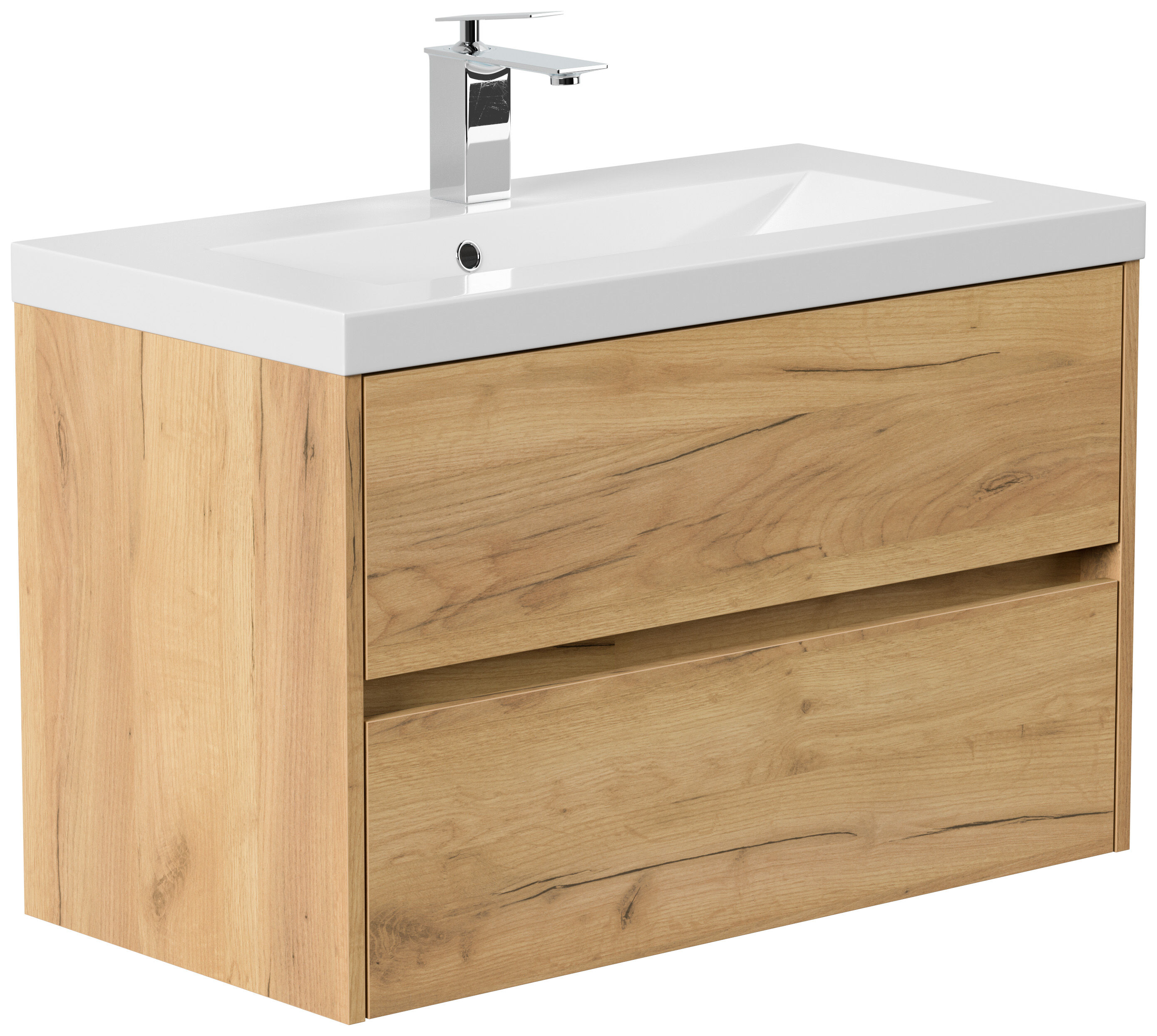 Badmöbel Melora & Waschtisch 80cm 2 Greifraum SoftClose Auszüge eiche gold