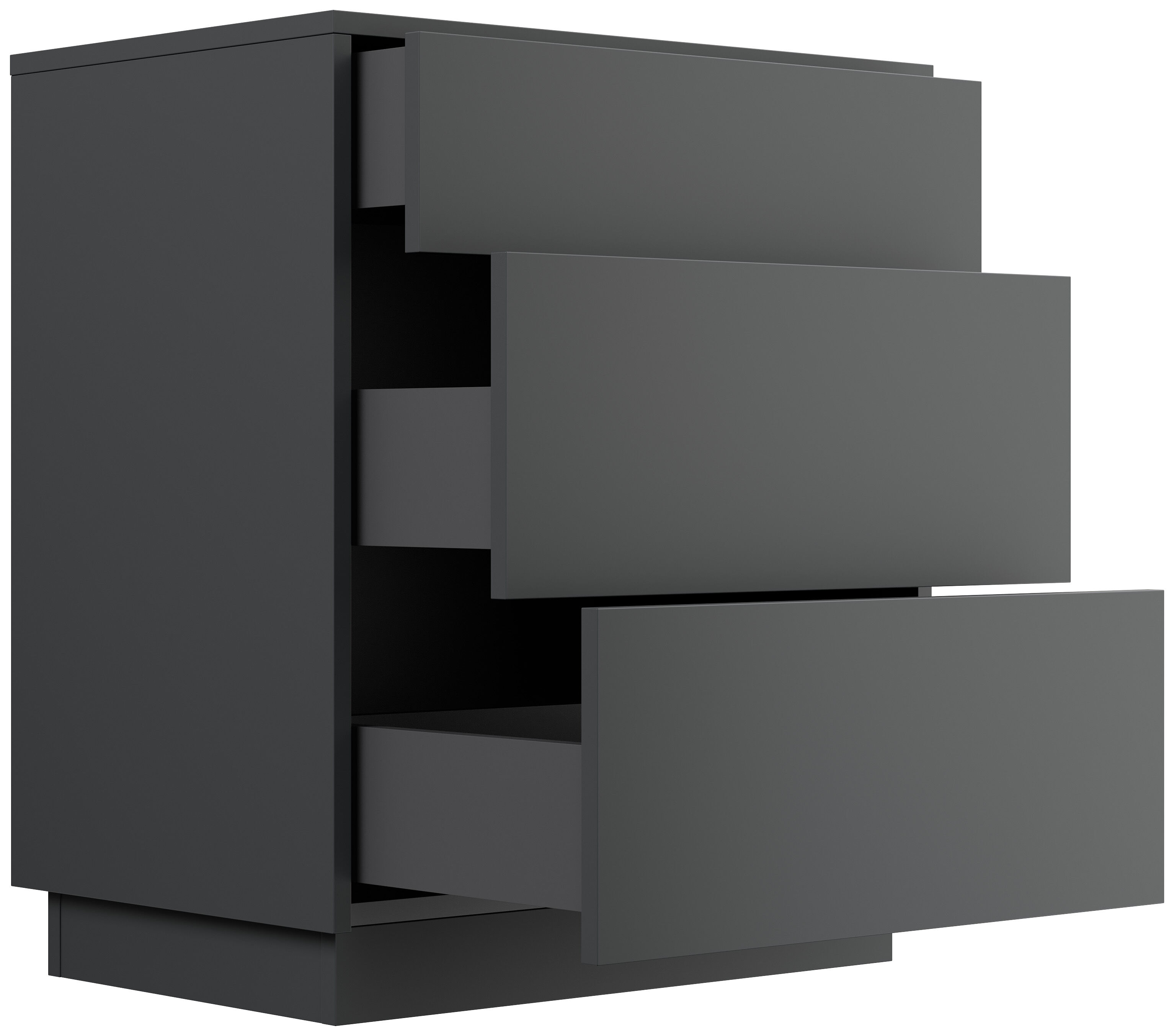 Design Nachttisch Lux L 60cm stehend, 3 Pushauszüge Grafit