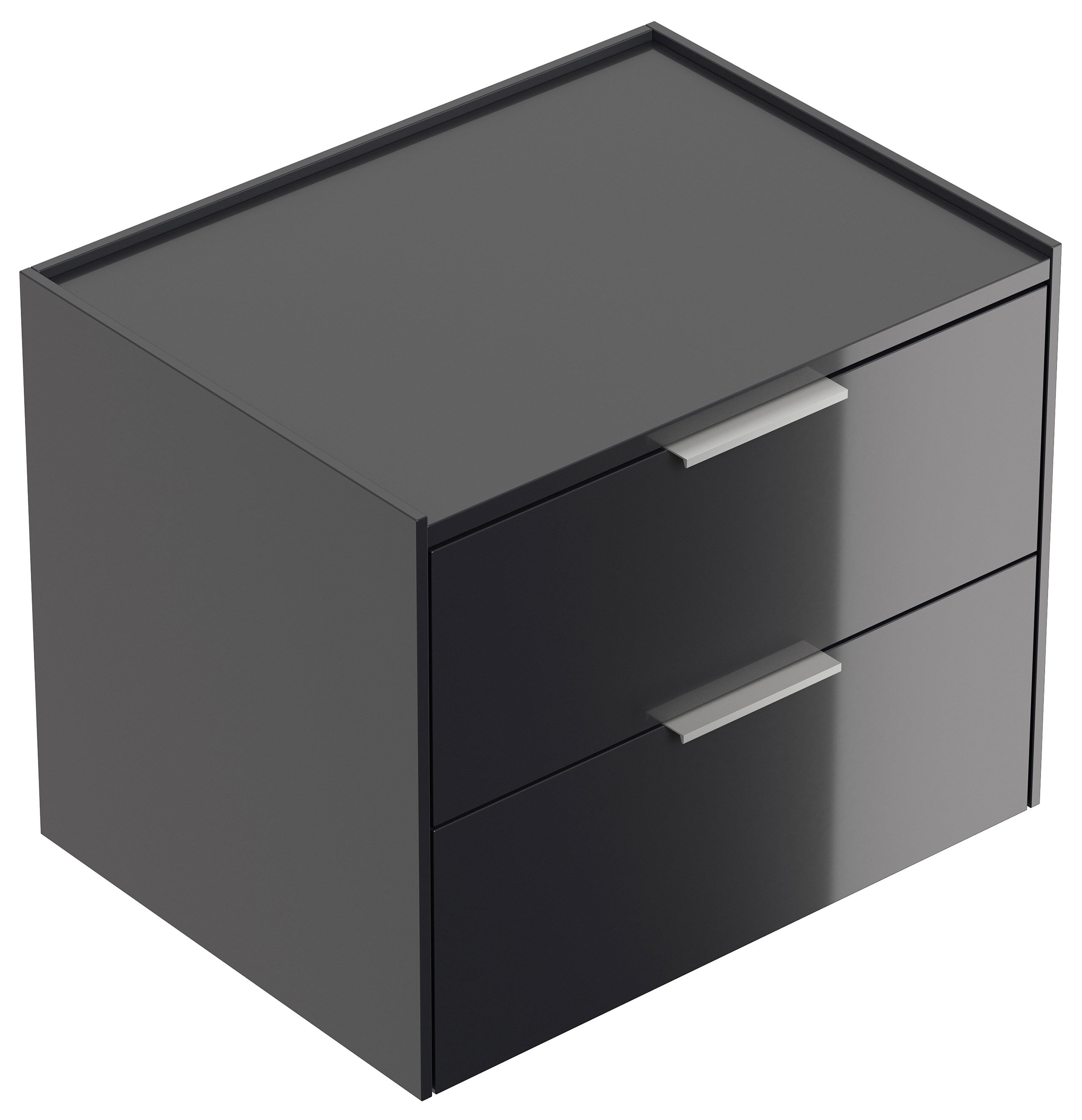 Design Nachttisch Kommode Artem 60cm, 2 Softeinzüge lackiert Weiß Hgl