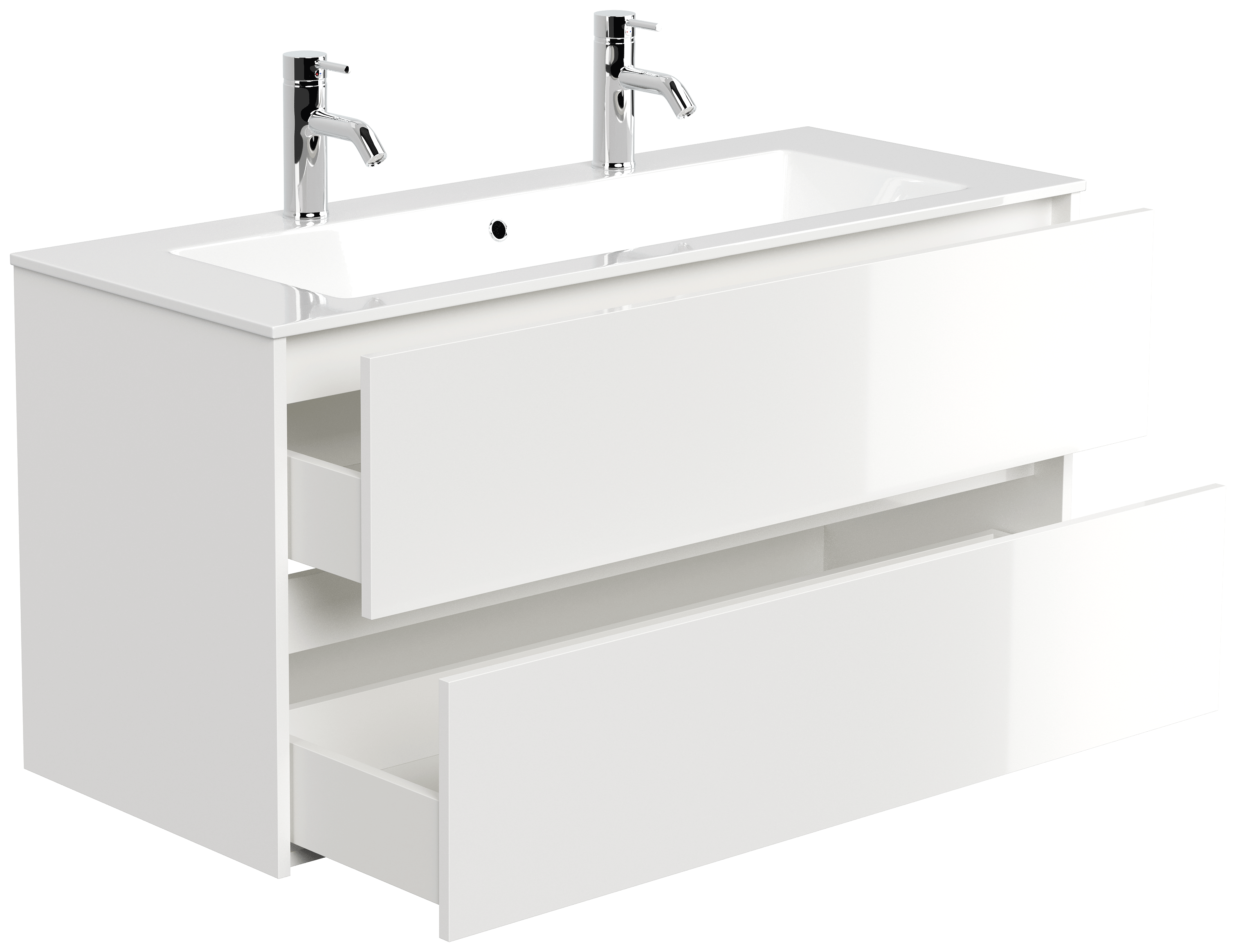 Doppelbadmöbel Taifun & Waschtisch 120 cm 2 Greif SoftClose weiß Hgl