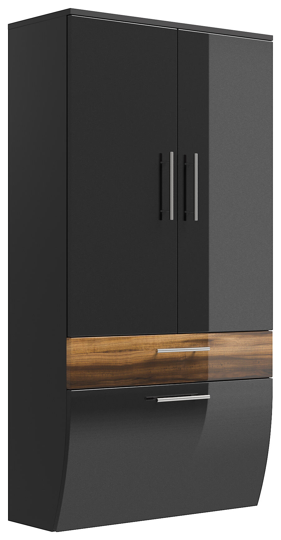 Hochschrank 135x70cm Salona L Grafit / Walnuss
