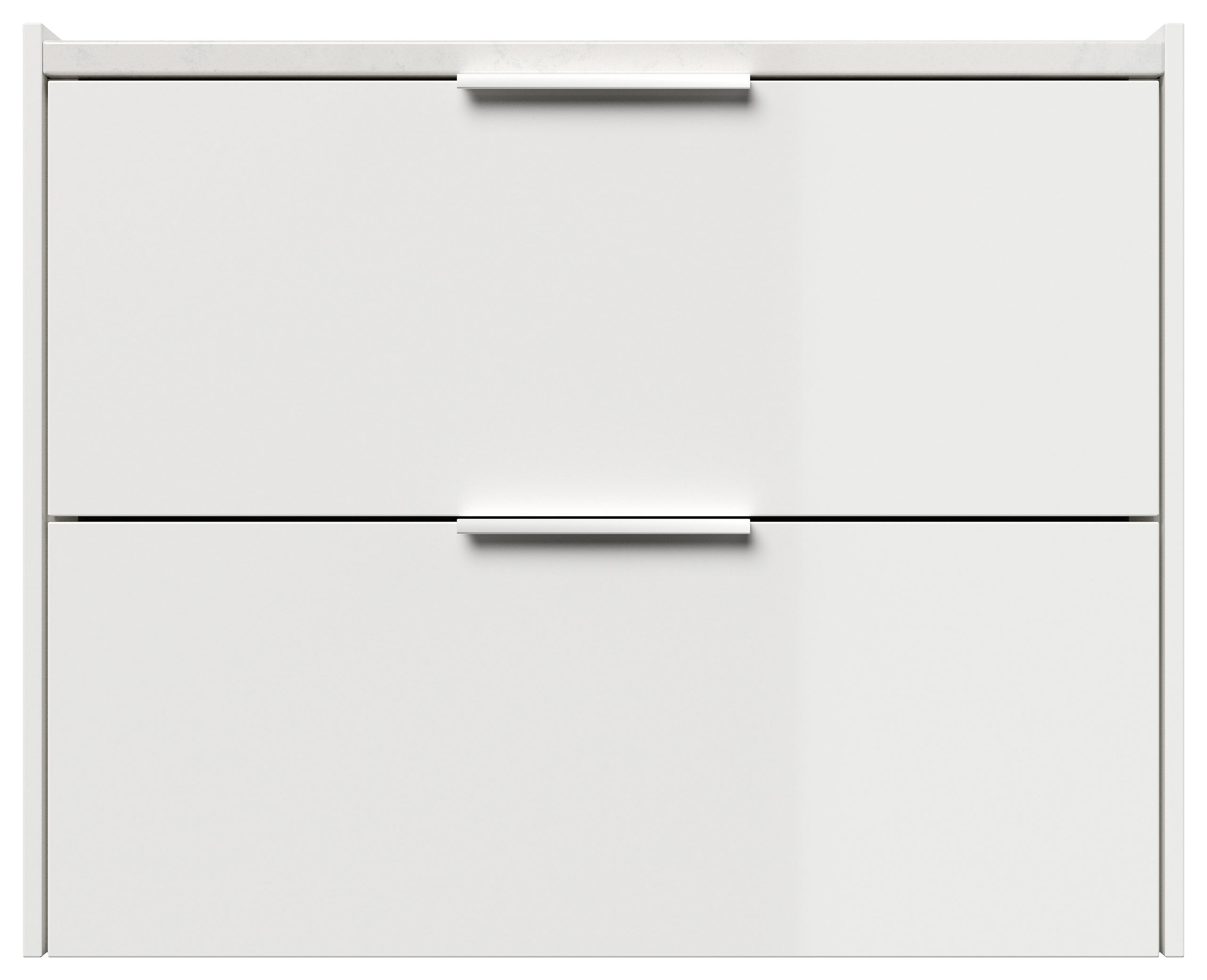Design Nachttisch Kommode Artem 60cm, Quarztop, 2 Softeinzüge lackiert Weiß Hgl