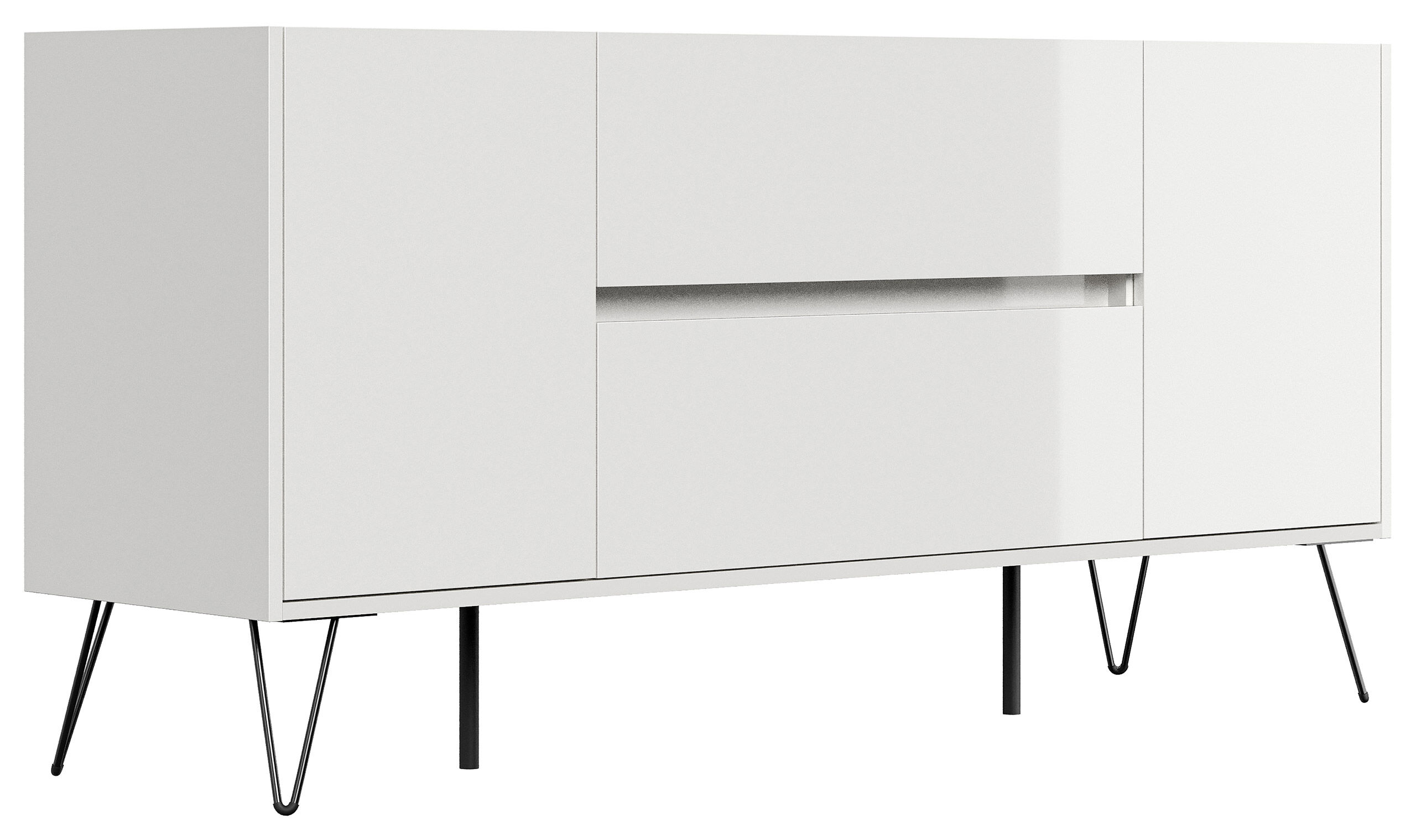 Raumwunder Sideboard Kommode Taran 155cm 2 SoftClose 2 Türen Grafit/Eiche Front