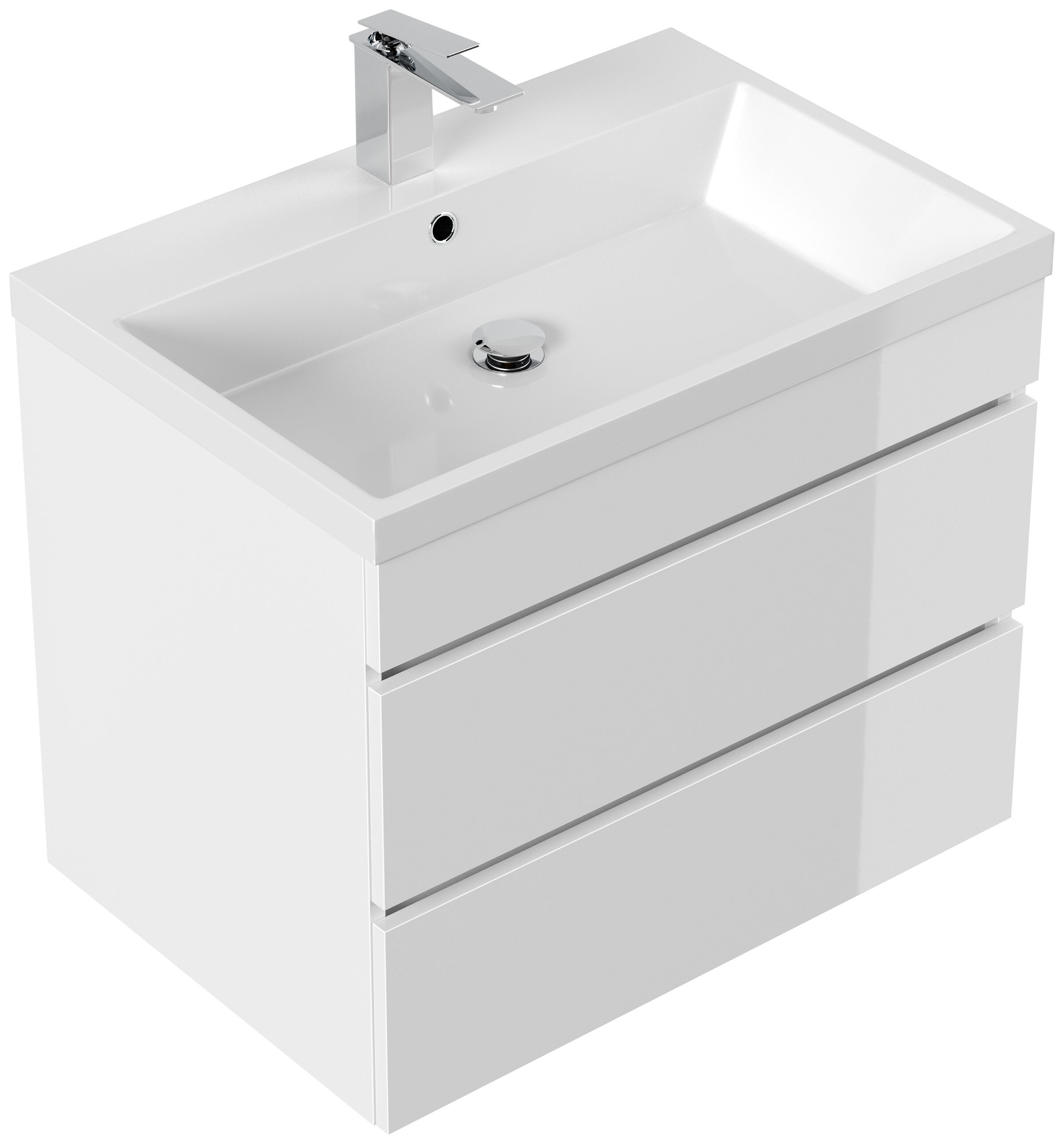 Badmöbel Via 70 SoftClose weiss hochglanz mit grifflosen Schubladen