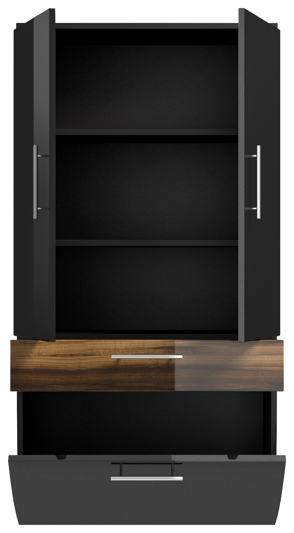 Hochschrank 135x70cm Salona L Grafit / Walnuss