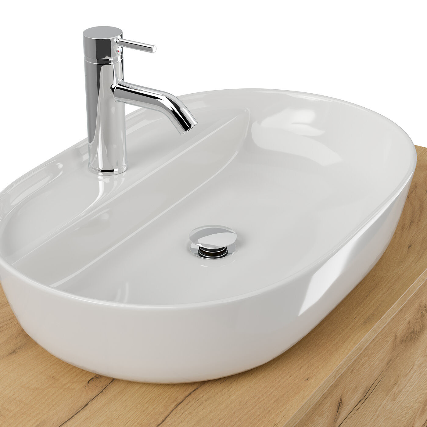 Badmöbel Taifun 100cm mit Design Aufsatzwaschbecken eiche gold