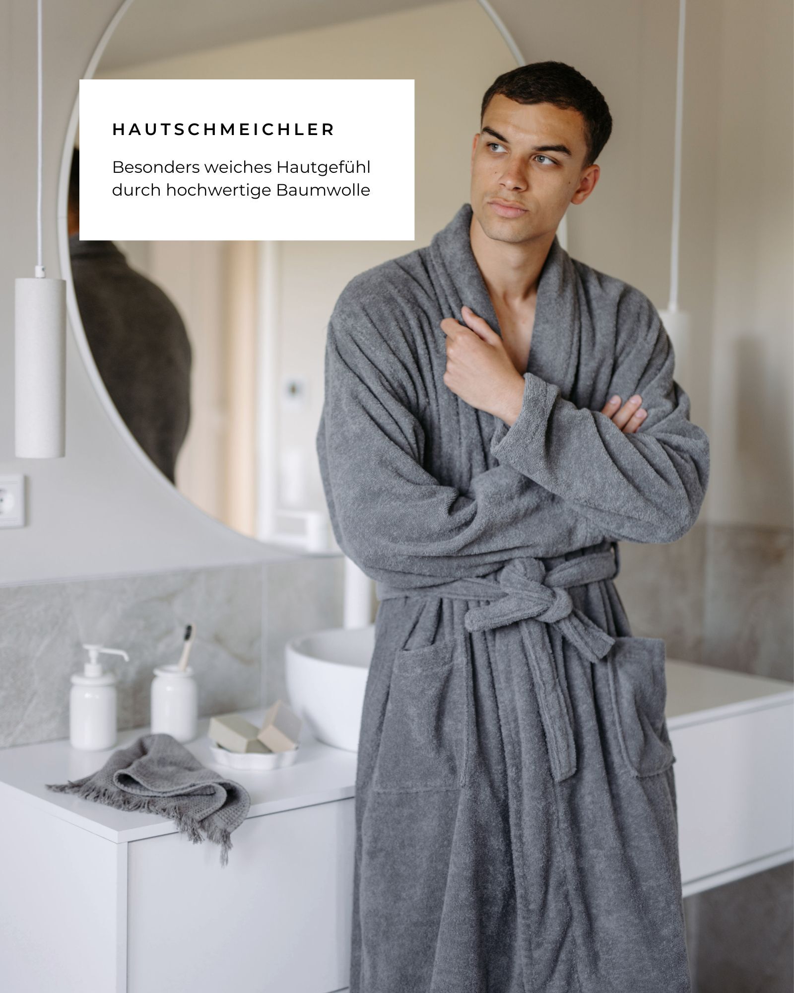 Bademantel ELA S/M 100% Baumwolle Dark Grey