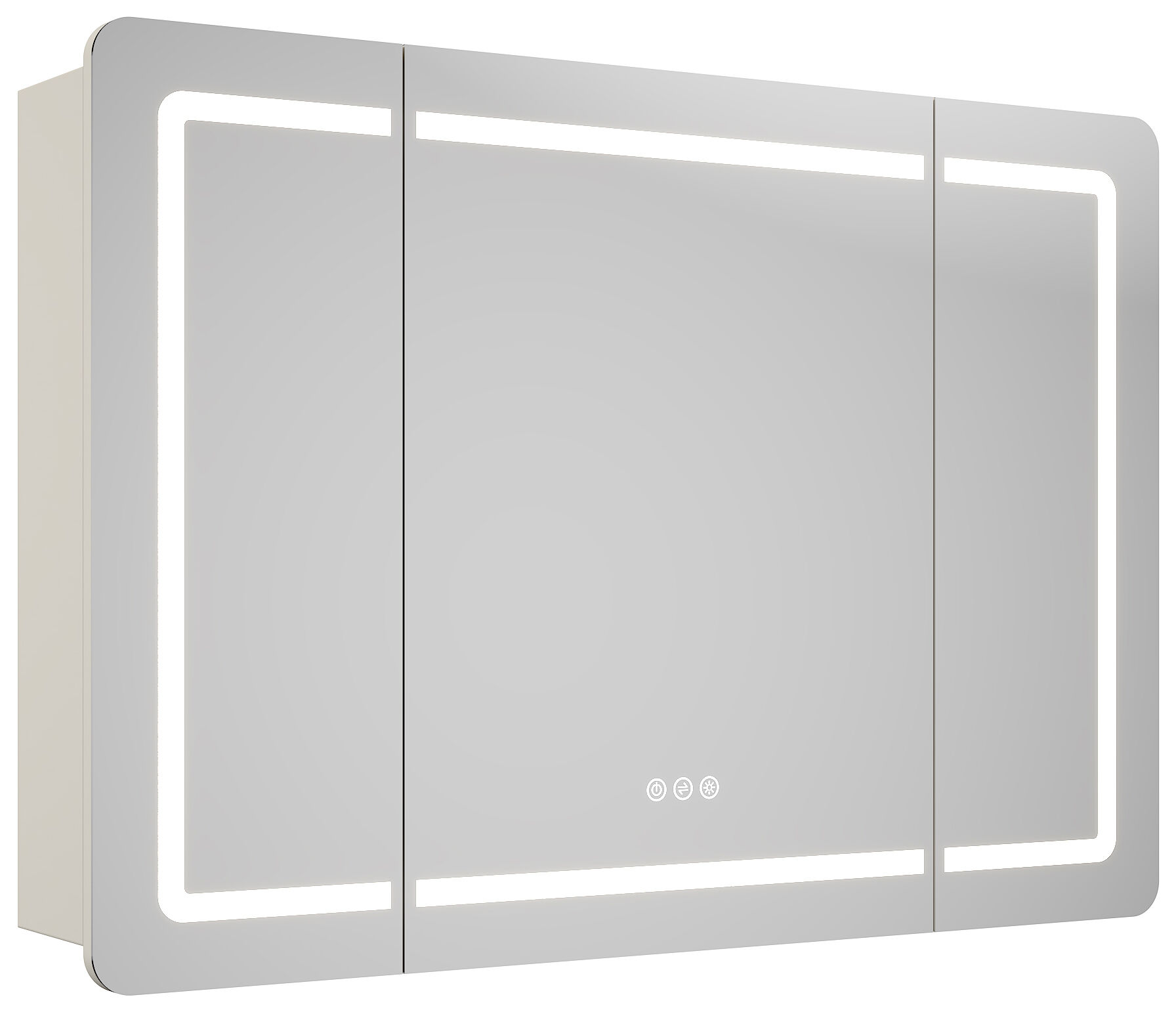 Spiegelschrank Riva 100 cm inkl. LED-Lampe und Glasböden montiert kaschmir matt