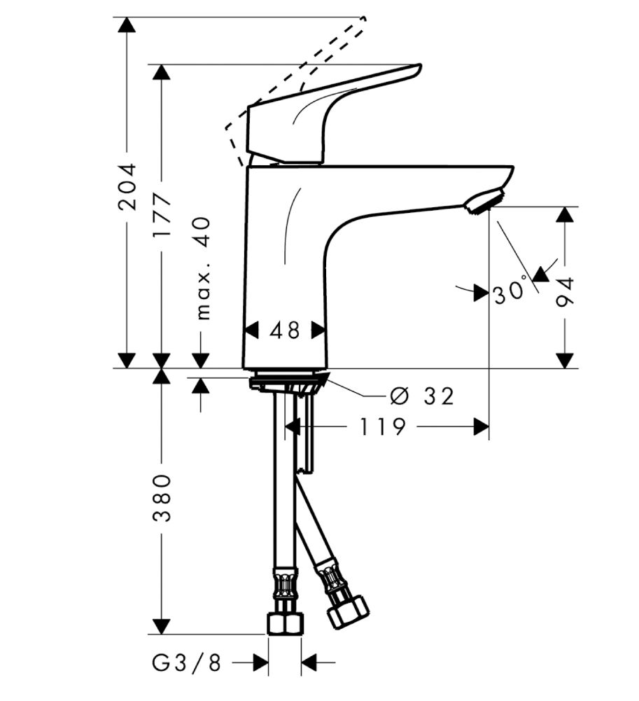 Hansgrohe Focus 100 DN15, ohne Ablaufgarnitur