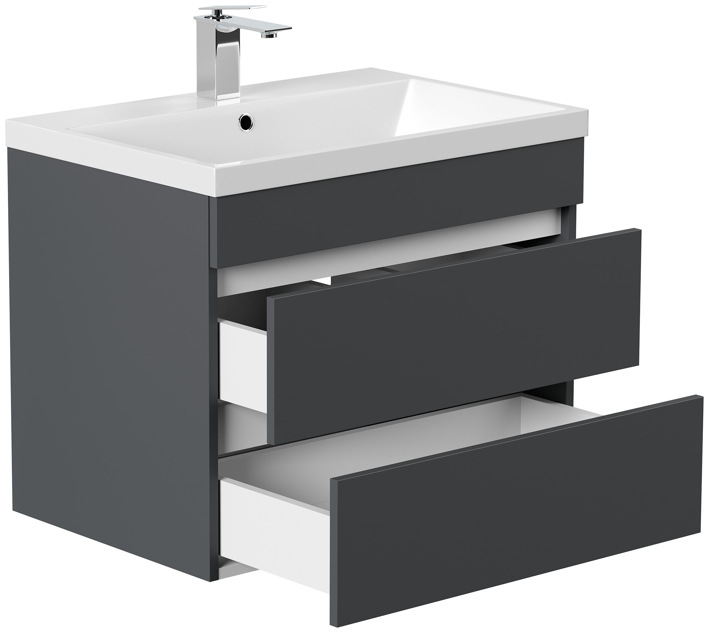 Badmöbel Via 70 SoftClose weiss hochglanz mit grifflosen Schubladen
