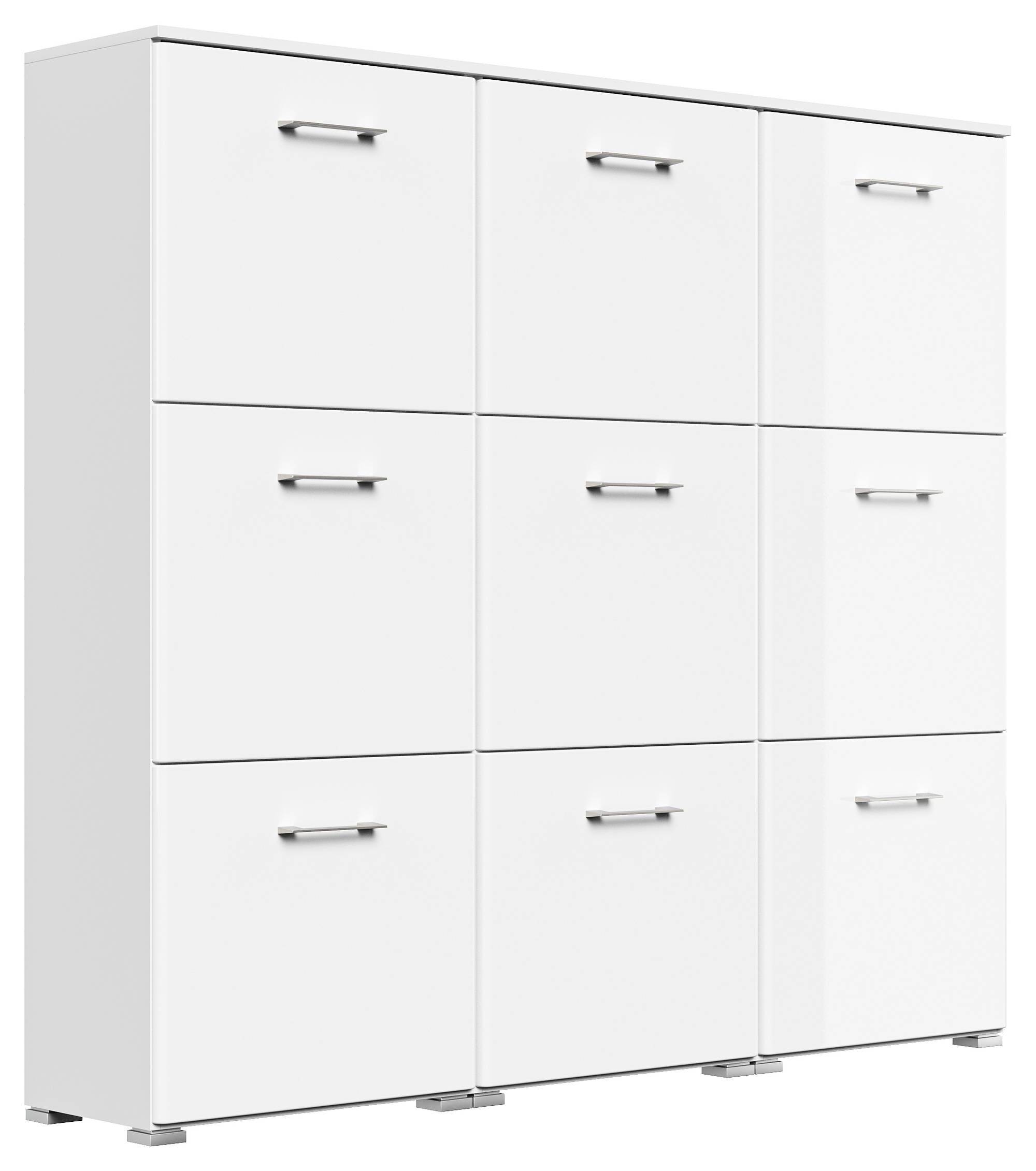 Schuhschrank XL Emotion 9 Klappen 36 Paar 157x141 cm Weiss-Weiss Hgl