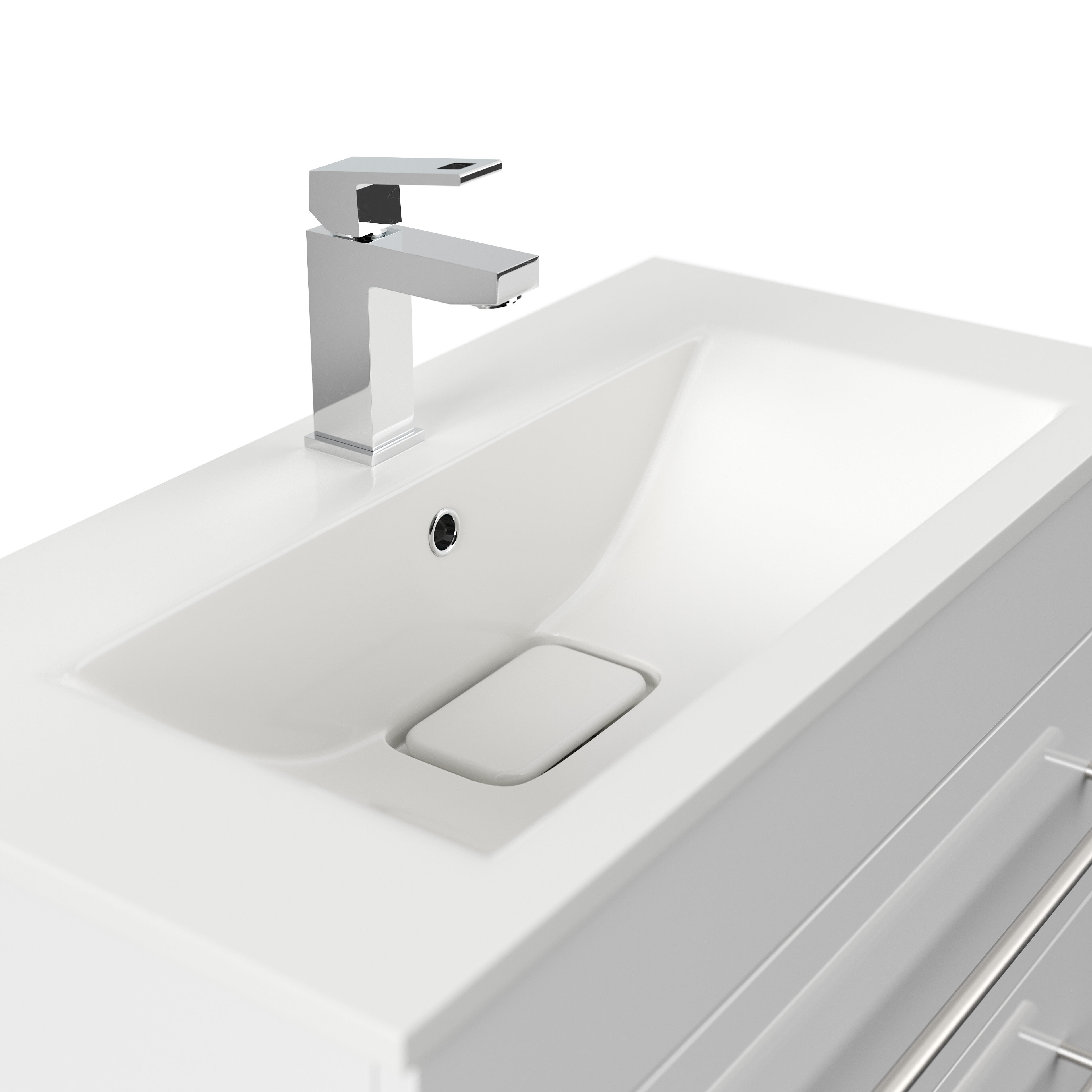 Badmöbel Mona 80x36cm mit 2 SoftClose Schubladen weiss hochglanz