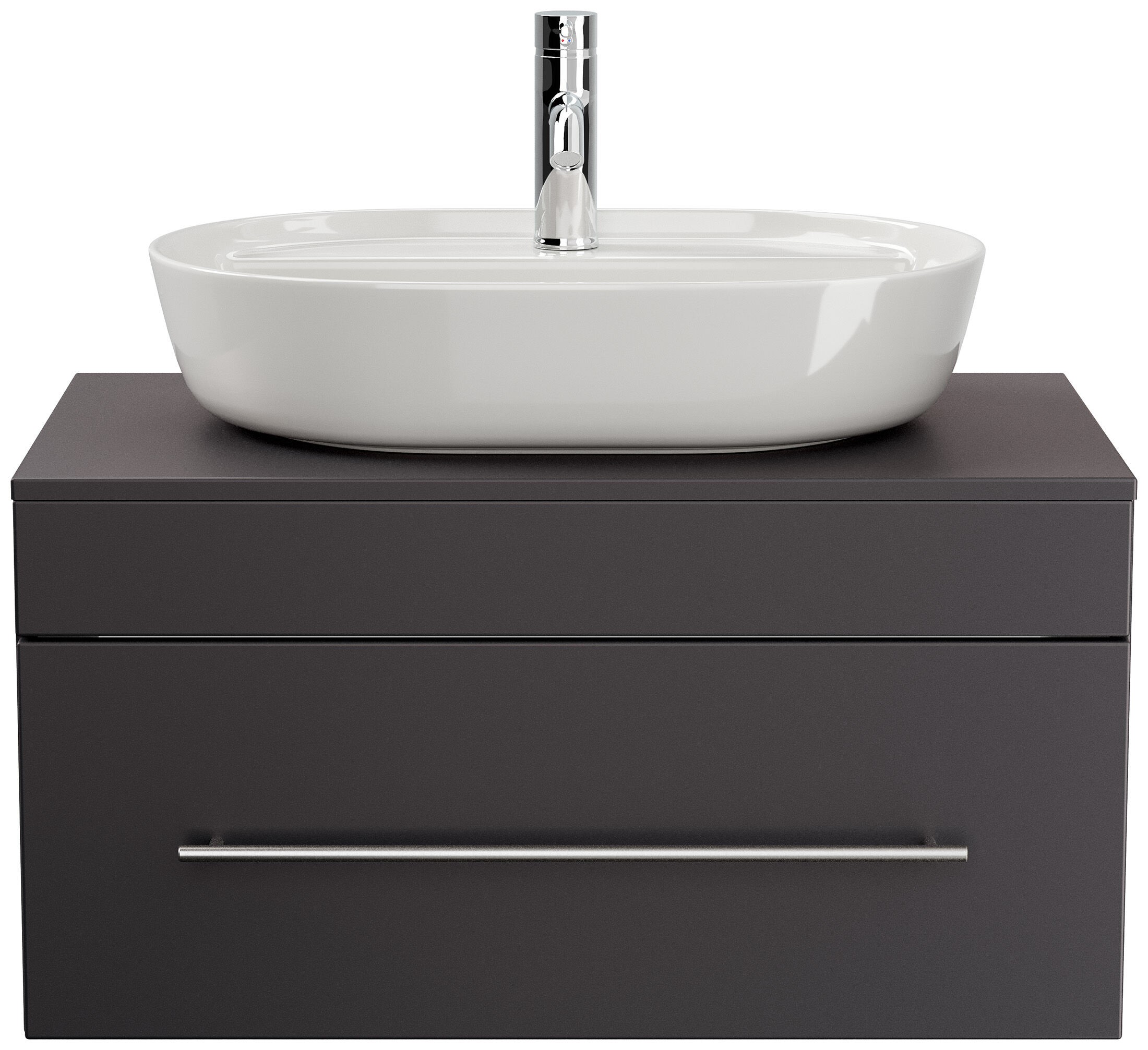 Badmöbel PEGASUS 80cm mit Design Aufsatzwaschbecken anthrazit