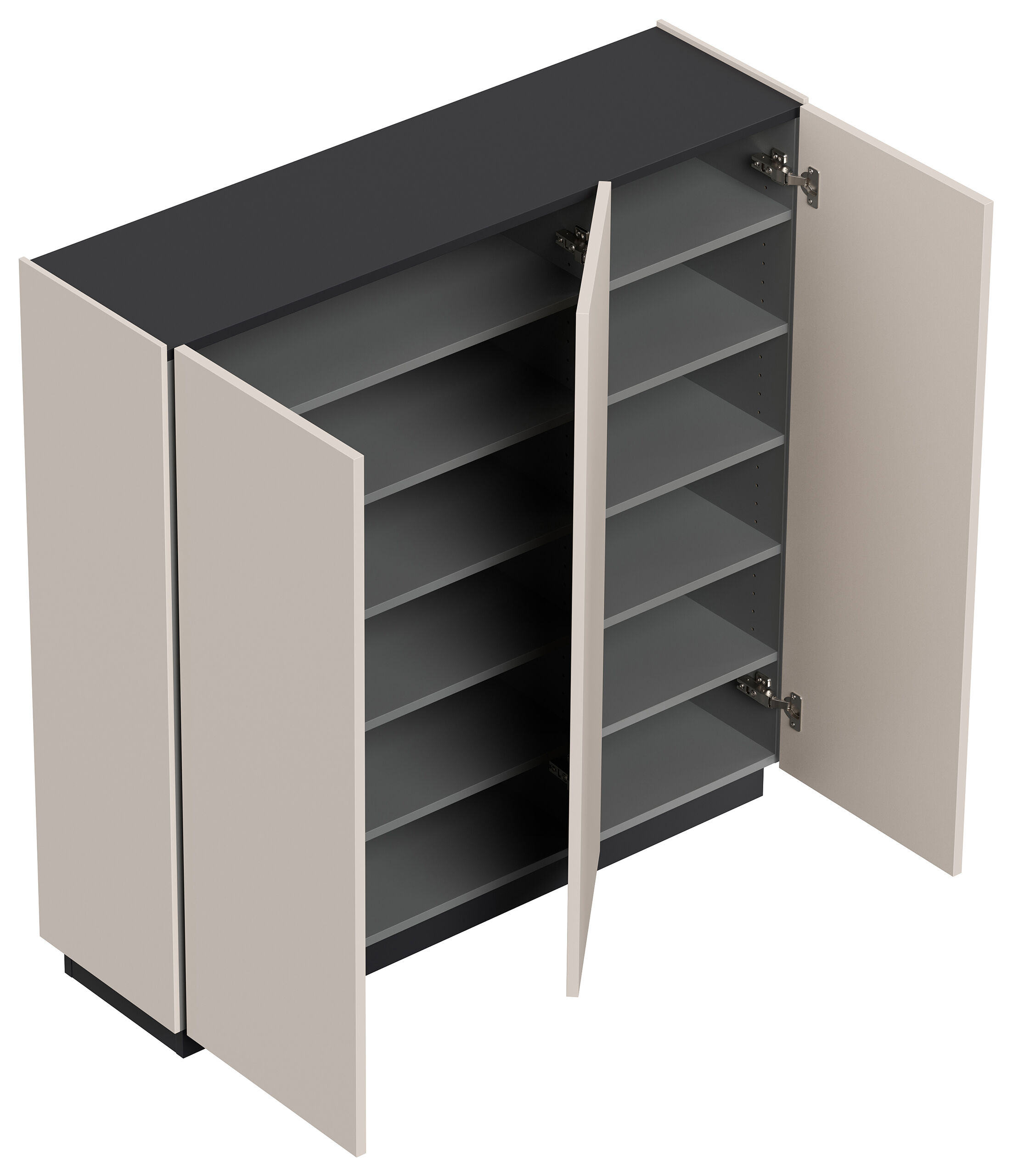 Raumwunder Sideboard Kommode Galaxy L 3 Türen flexible Böden Creme Grafit