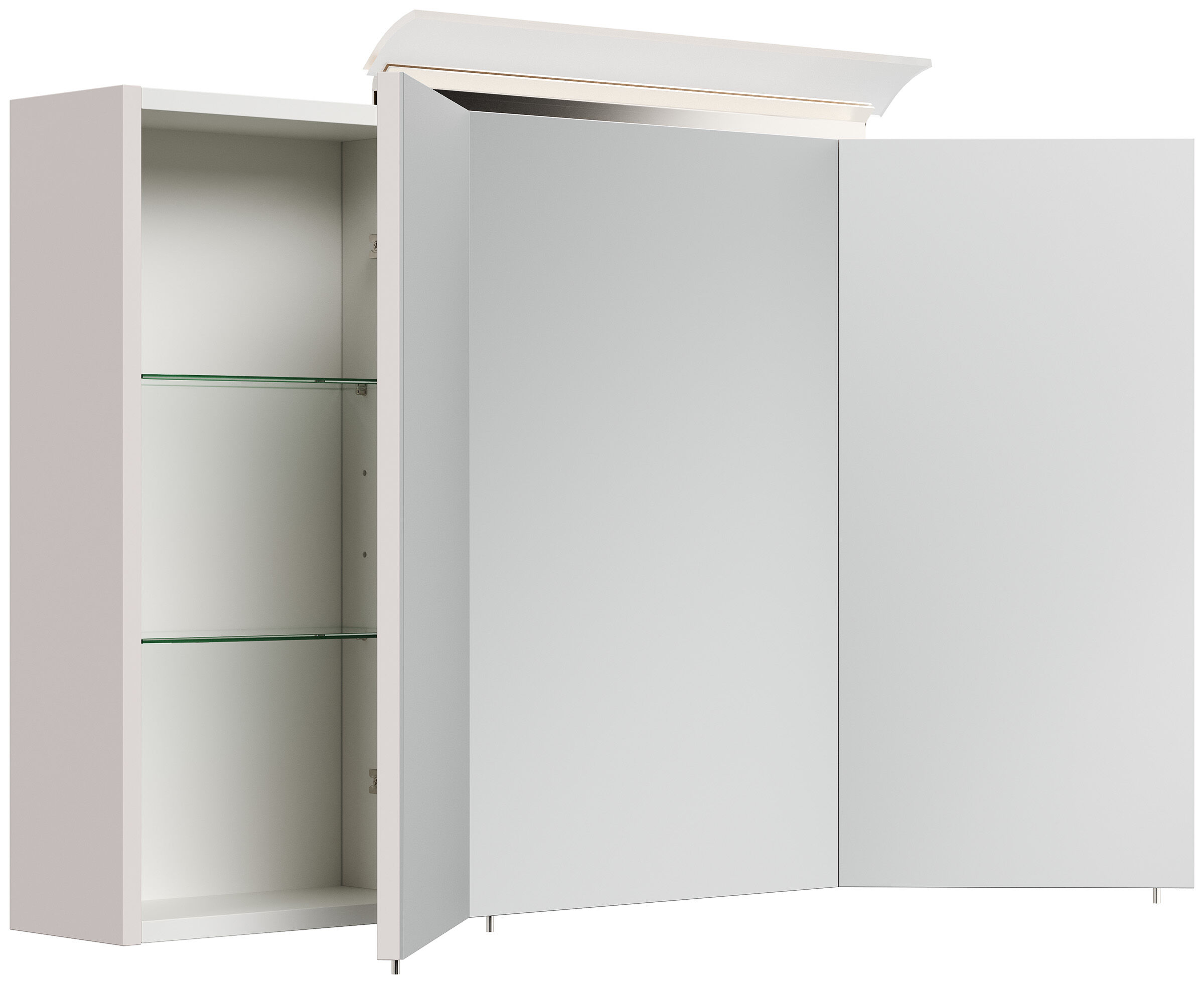 Spiegelschrank 100cm inkl. Design LED-Lampe und Glasböden kaschmir